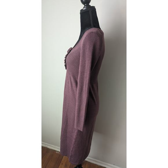 Boden dusty purple ruffle bib long sleeve wool sweater dress - Picture 3 of 8